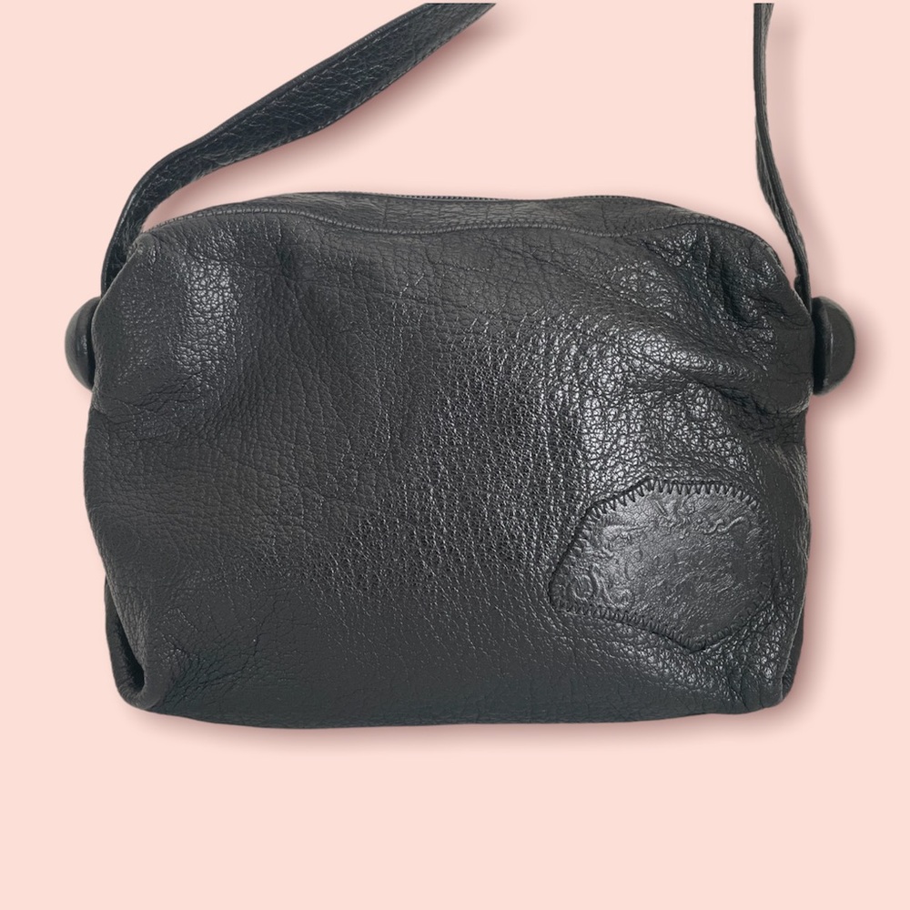 Small & simple black leather crossbody bag